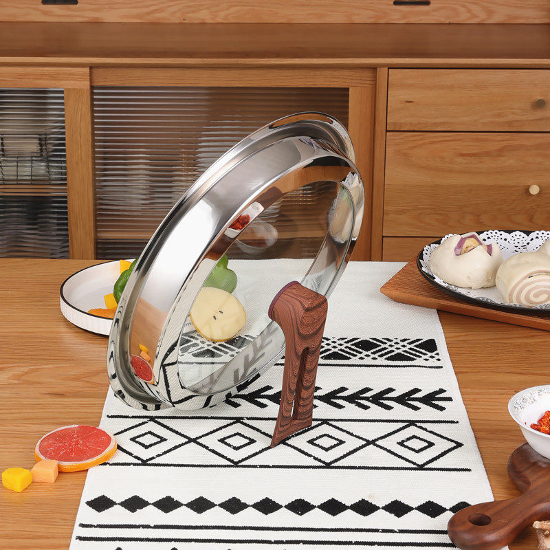 不锈钢锅盖加高拱形家用炒锅盖子32CM30cm34钢化玻璃盖炒锅盖圆形