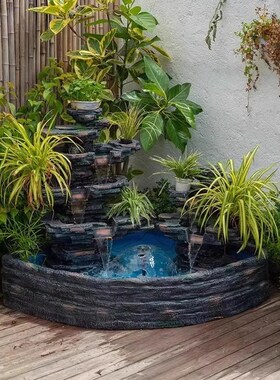 户外鱼池假山流水喷泉摆件水泵庭院别墅阳台酒店门口水景观装饰