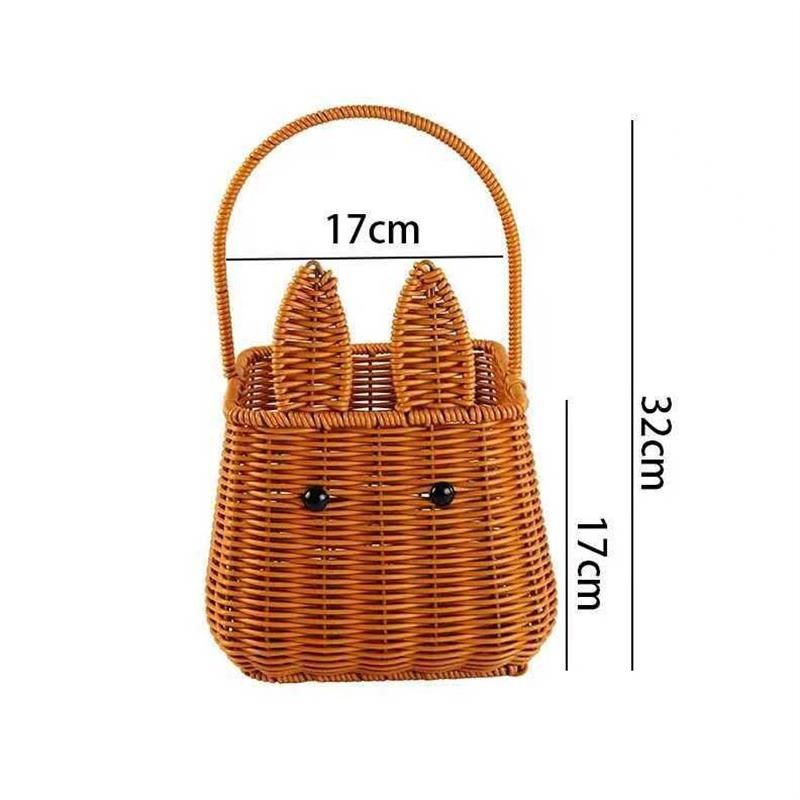 小兔子手工编织手提篮桌面摆件储物筐时尚创意花篮插花篮子单把手,家居饰品,花篮,淘宝优惠券,粉丝福利购,淘宝优惠卷