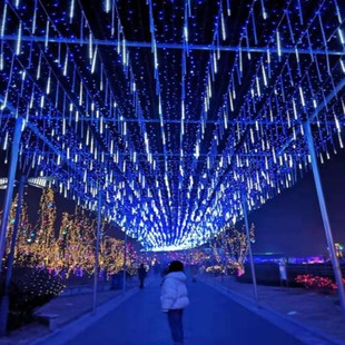 led流星雨彩灯闪灯串灯低压户外防水雨棚街道夜景氛围布置装饰灯
