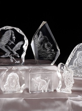 水晶冰山 礼品摆件创意冰山水晶影像奖杯工艺品聚会纪念品