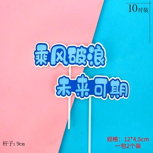 帆船蛋糕装饰毕业季祝福乘风破浪未来可期前程似锦博士帽插牌插件