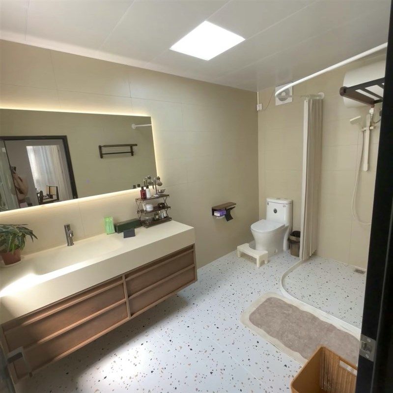 中古风骨骼线 线化妆室岩板热弯一体盆洗漱台浴室柜组合橡木烤漆,家装主材,浴室柜组合,淘宝优惠券,粉丝福利购,淘宝优惠卷