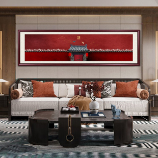 卧室床头挂画客厅装饰画喜上眉梢花鸟中堂画新中式沙发背景墙壁画