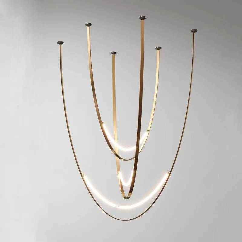 极简线条吊灯现代简约设计师款别墅客厅餐厅吧台酒店U型led皮带灯,家装灯饰光源,客厅吊灯,淘宝优惠券,粉丝福利购,淘宝优惠卷