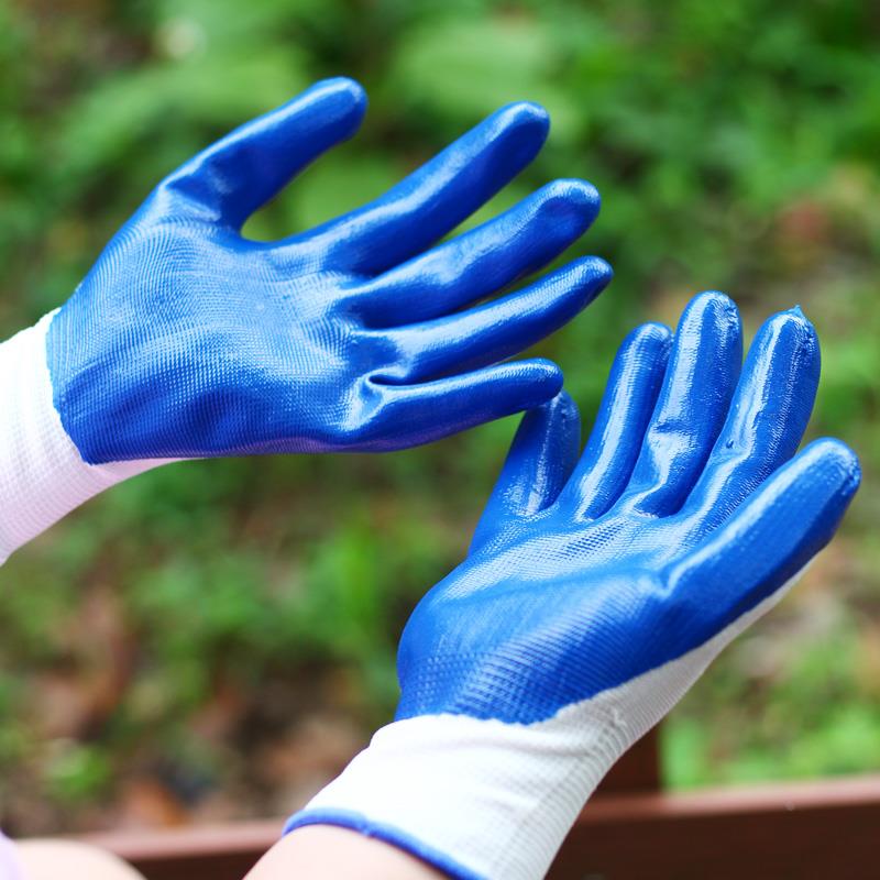 手套劳保耐磨工作胶皮加厚薄款白棉纱棉线尼龙劳工劳动男工地干活