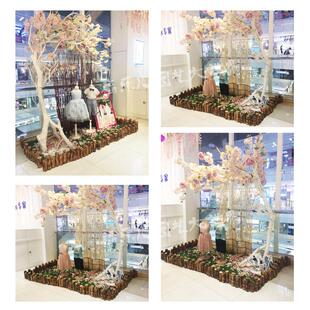 碳化防腐圆柱木桩围栏户外草坪木头隔栏节日装饰护栏室内造景栅栏