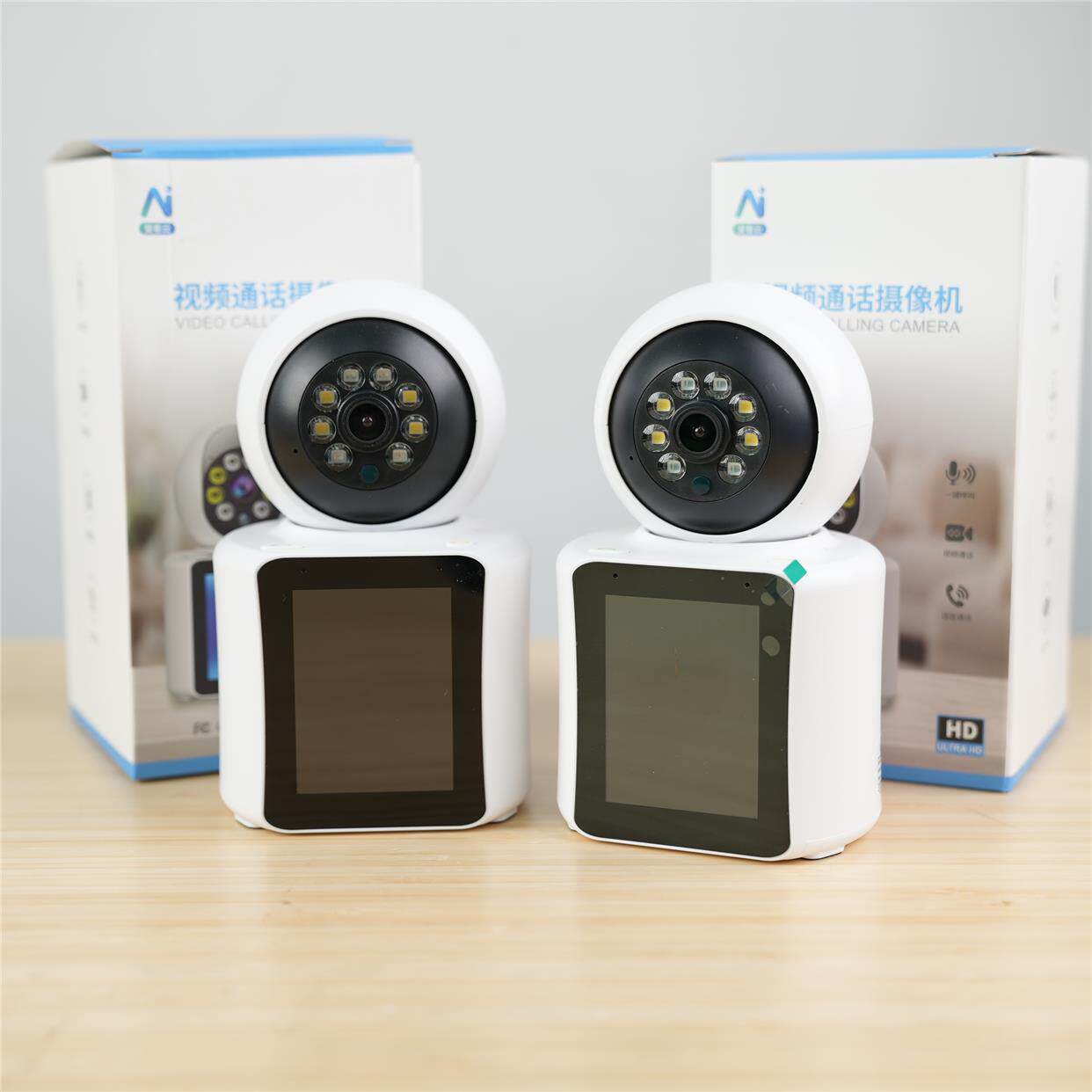 智能视频语音通话摄像机带屏幕 家用远程无线监控报警摄像头！