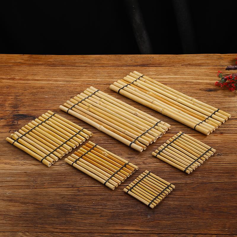 手工竹编竹排垫流水摆件隔热垫干泡台摆盘茶桌茶盘茶杯垫杯托壶承