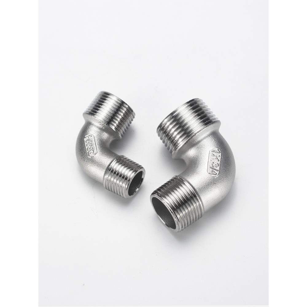 304不锈钢双外丝异径弯头4分外丝异径弯头6分90度双头外丝弯头1寸