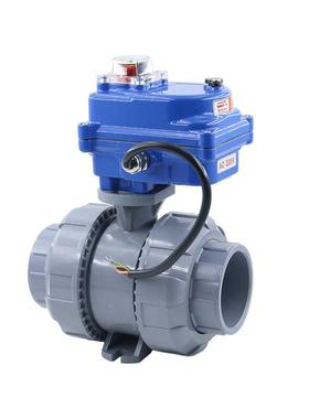 UQ921F-10S耐酸碱耐腐蚀塑料双由令活接CPVC电动球阀开关阀AC220V