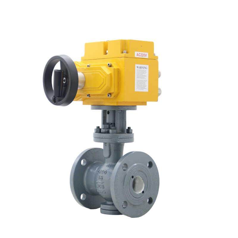 PQ940TC-16C粉尘颗粒粉末耐磨耐冲刷铸钢法兰电动陶瓷偏心半球阀