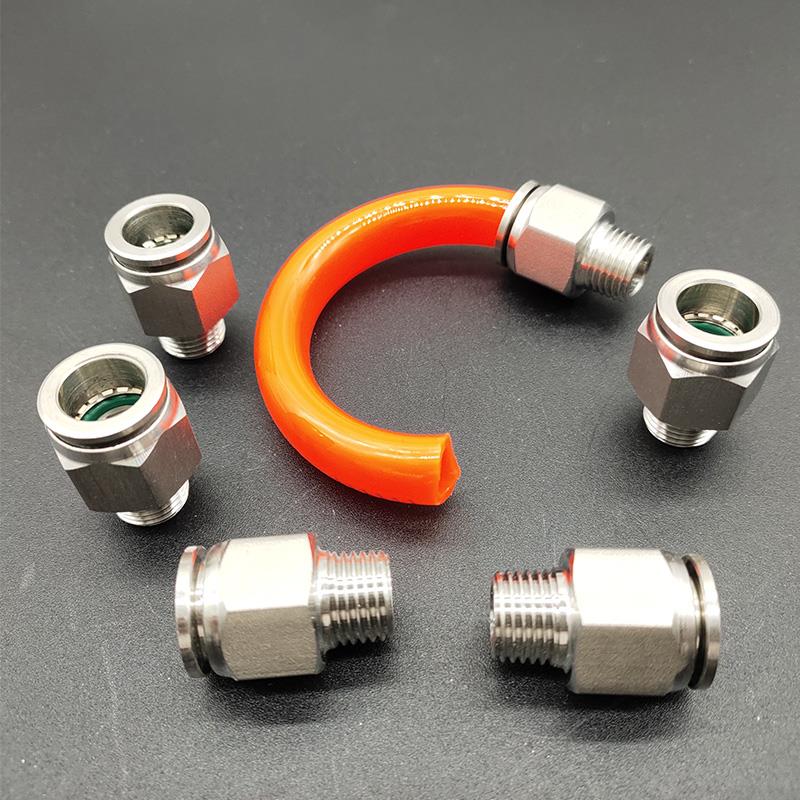 304不锈钢快插快速直通接头PC8-02高压高温气管接头尼龙管PU快插