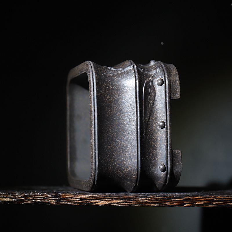 『四方竹节』暖暖花器/紫砂小花盆 古铜泥系列