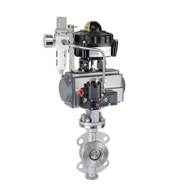 FB-D673W-16P高温蒸汽防爆型不锈钢三偏心对夹式气动硬密封蝶阀