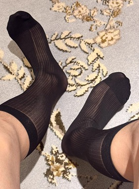 NEAT YEP男士丝袜黑色条纹正装袜