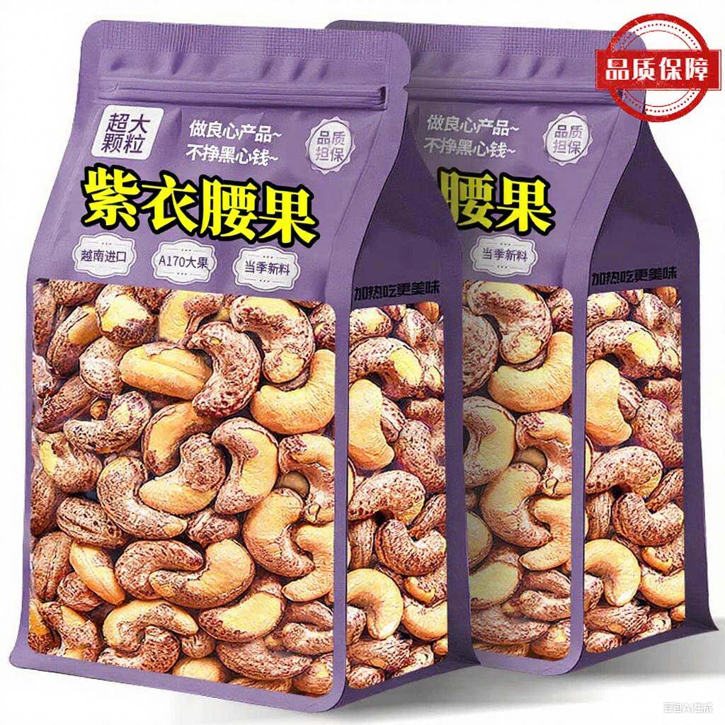 腰果2026新货原盐焗味干果仁紫皮衣孕妇儿童小吃休闲小零食坚果