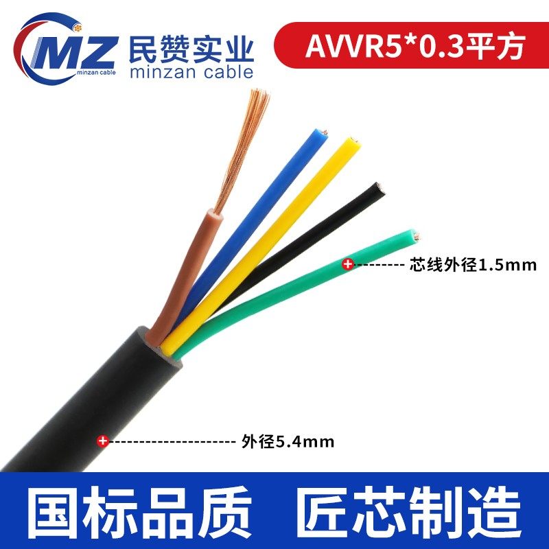 国标铜芯电源线5/6/7/8芯电缆RVV1.5 2.5 4平方6户外家用软护套线