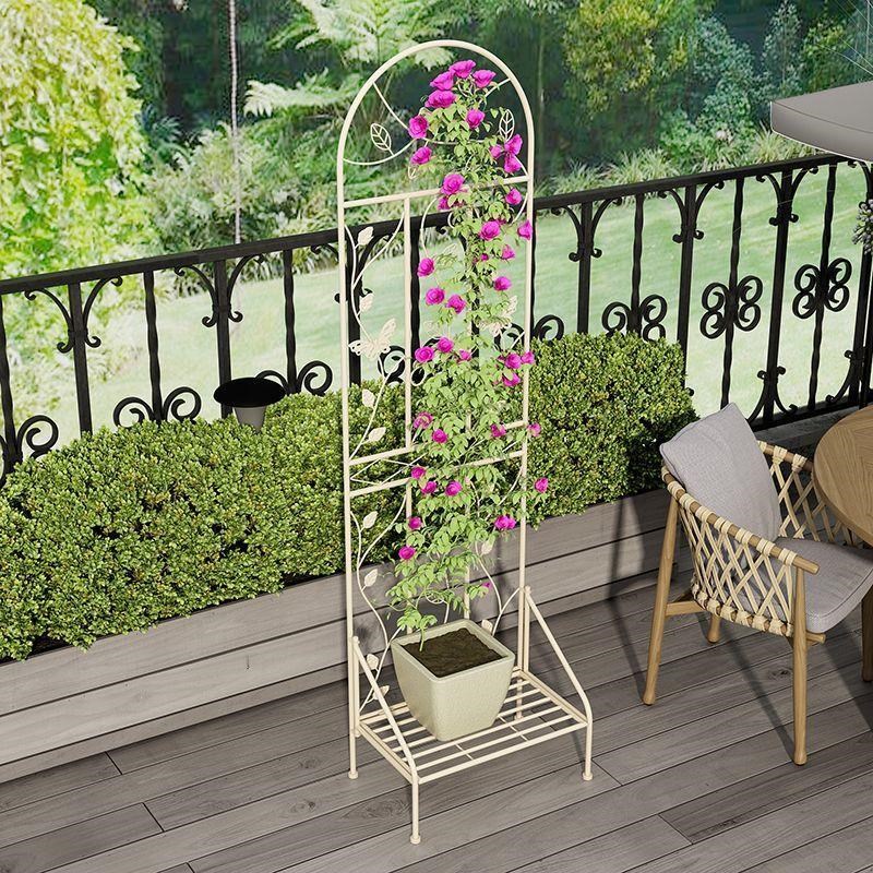 户外铁艺铁线莲爬藤架网架带底座花盆置物庭院阳台月季攀爬牵引架