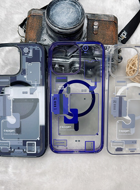 Spigen新款适用iphone17/16系列科技感电路图手机壳苹果15pm16pm磁吸防摔15pmMagSafe磁吸高级保护套