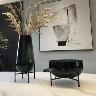 现代轻奢琉璃果盘摆件简约家用客厅餐桌茶几高端软装装饰品