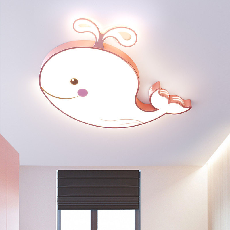儿童房装饰吸顶灯鲸鱼海豚婴儿房海洋馆幼儿园LED灯具智能语音灯