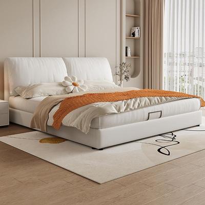 集运奶油风科技布艺床现代简约1.5米1.8米双人床主卧室耳朵床