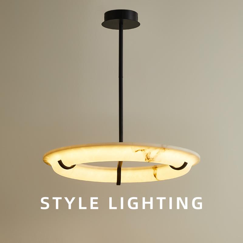 法式复古Athena仿云石吊灯创意设计师美式客厅别墅卧室主灯餐厅灯