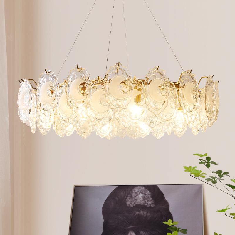 法式奶油风客厅吊灯现代简约餐厅轻奢主灯卧室网红贝壳灯新款灯具