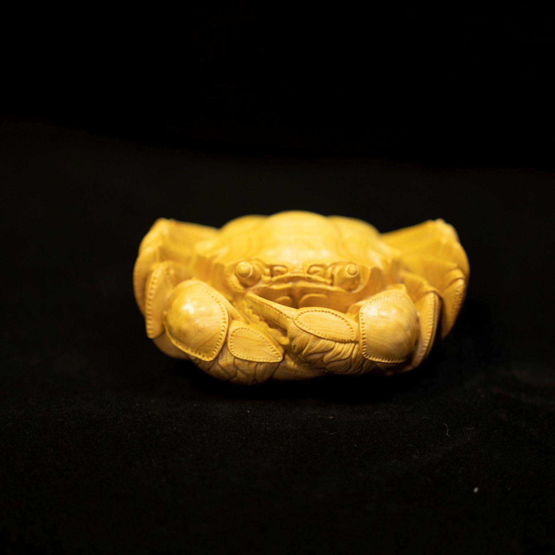 螃蟹八方来财母小叶黄杨木雕木雕摆件木雕动物茶宠文玩手把件