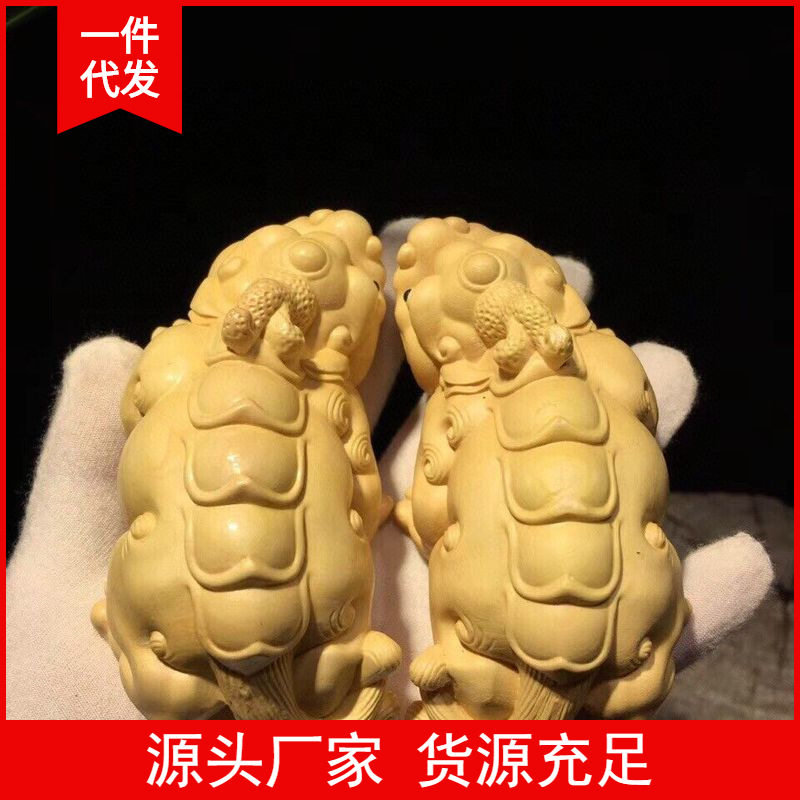 黄杨木雕刻福禄貔貅文玩手把件茶桌茶宠摆饰木质工艺品家居装木质