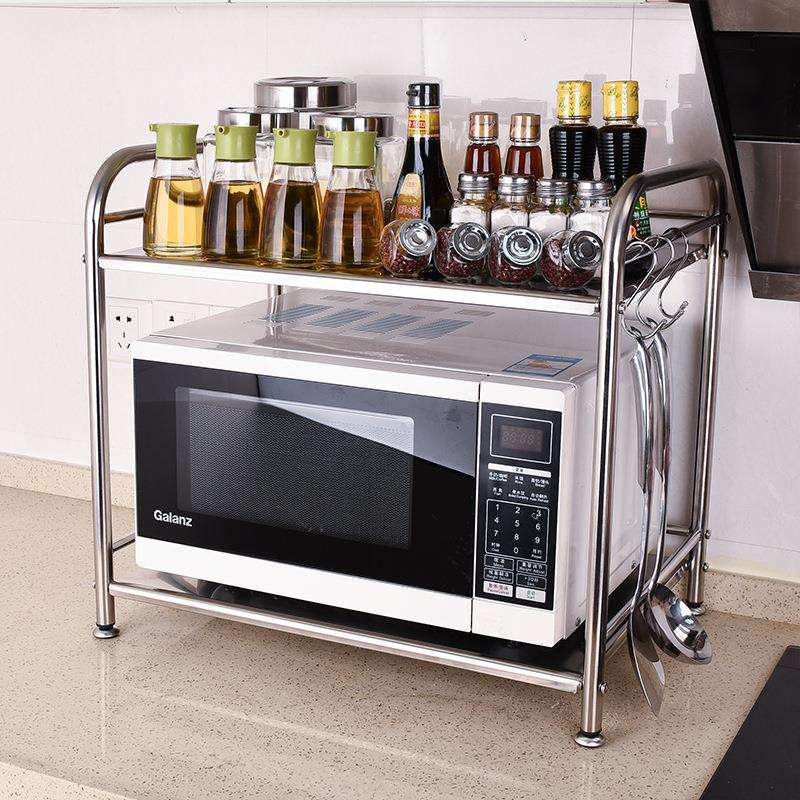 厨房置物架微波炉架落地多层不锈钢厨房用品收纳储物架调味架