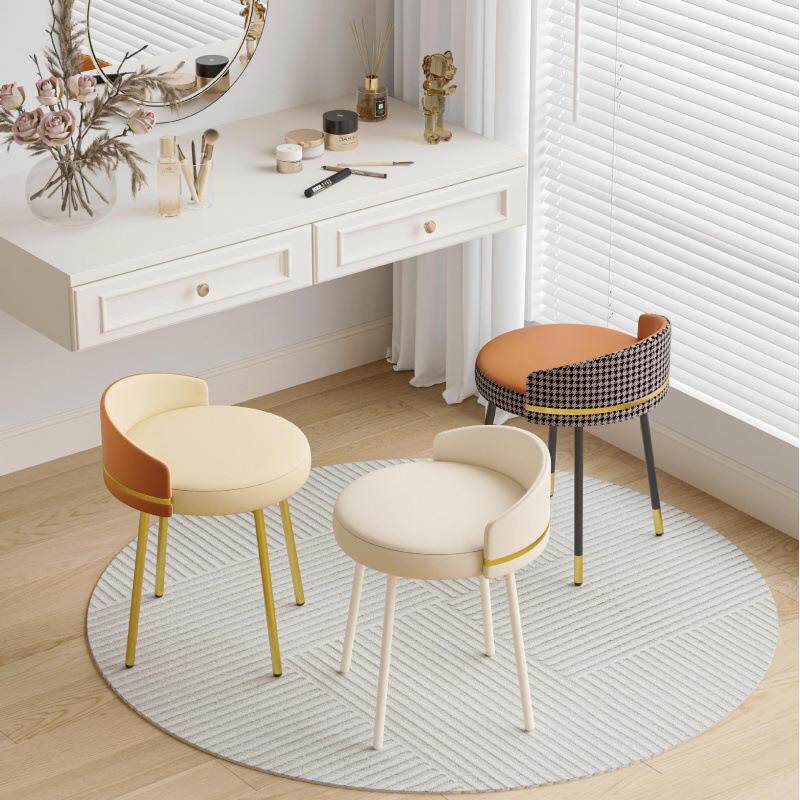 家用梳妆台椅子凳子女生卧室化妆轻奢现代休闲简约网红懒人靠背凳