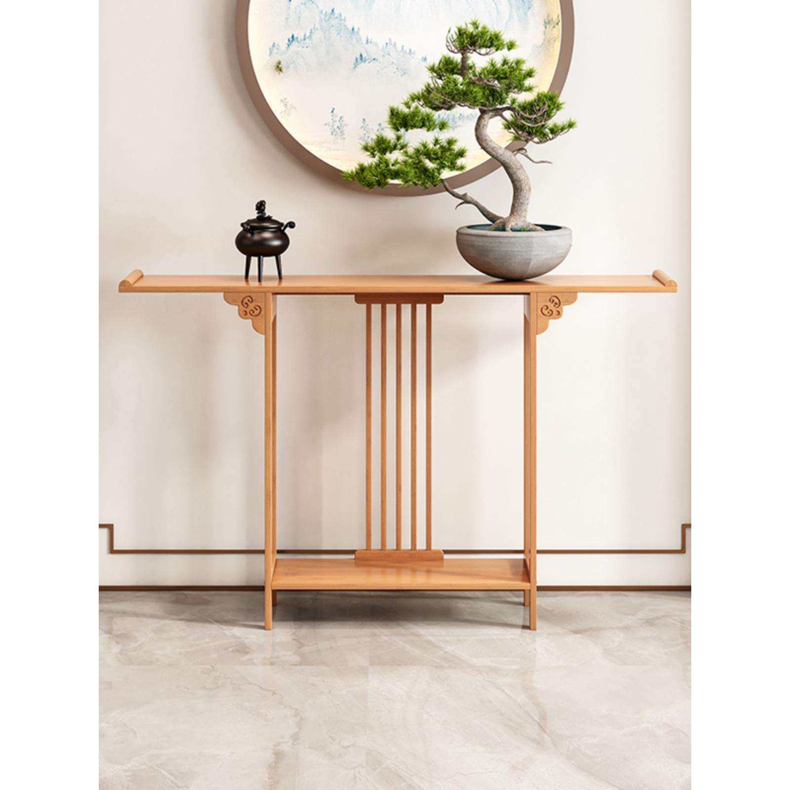 新中式玄关实木楠竹条案靠墙家用供桌现代简约客厅置物端景玄关柜