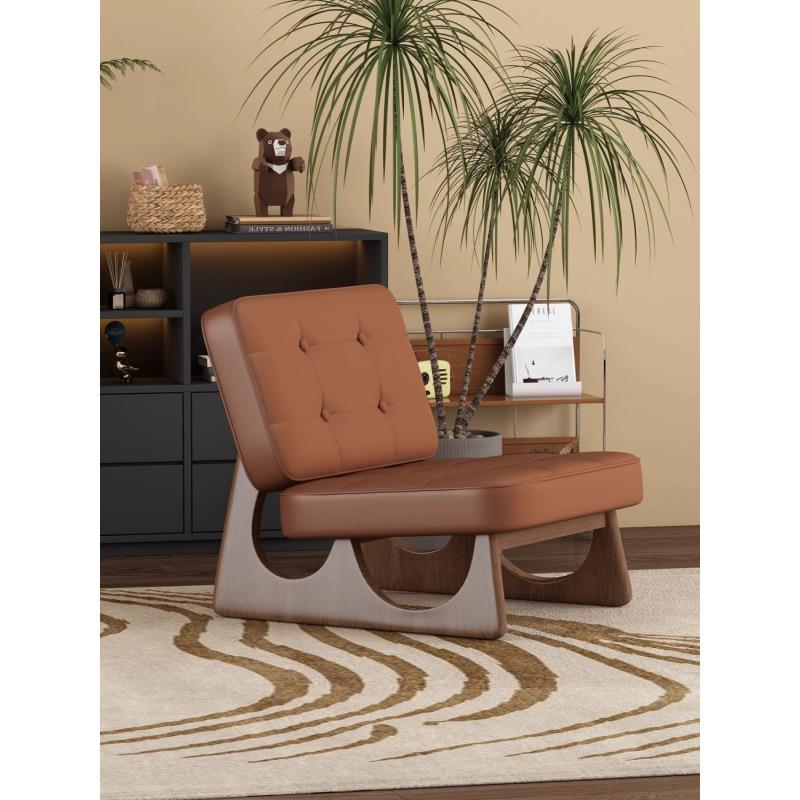 意式极简单人沙发客厅卧室简约轻奢休闲椅复古网红风设计师沙发椅