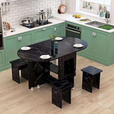 折叠餐桌家用可移动伸缩长方形简易小户型多功能桌椅组合吃饭桌子