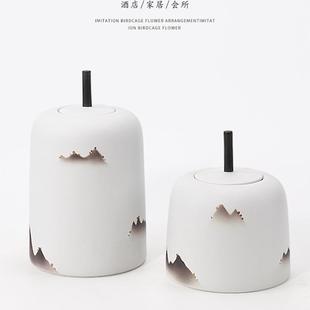 现代新中式陶瓷摆件玄关柜茶室博古架储物罐售楼处样板房软装饰品