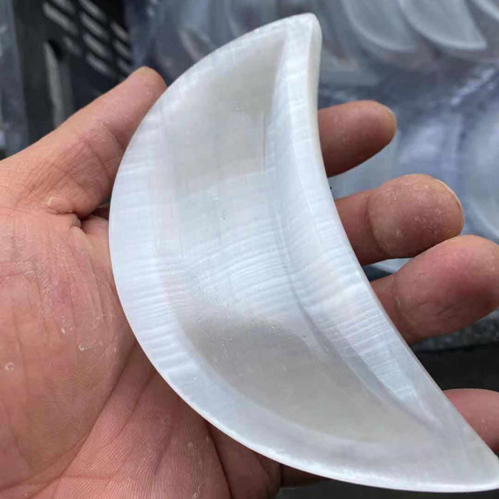 摩洛哥天然透石膏月亮碗消磁玄精石月牙水晶碗容器收纳摆件灵石