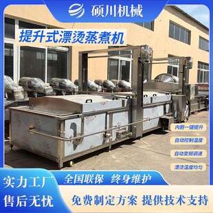 海鲜菌菇蒸煮机青菜叶菜连续式漂烫杀青流水线黄花菜清洗漂烫设备