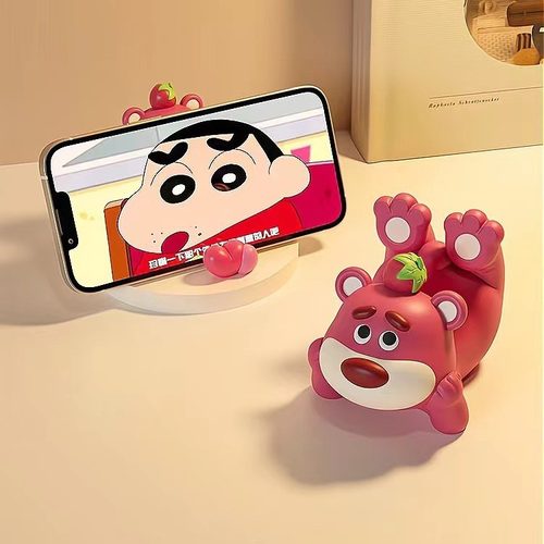 【班优米】草莓熊手机支架可爱卡通办公室好物桌面摆件送女生闺蜜生日小礼物手办模型公仔个性创意手机支架