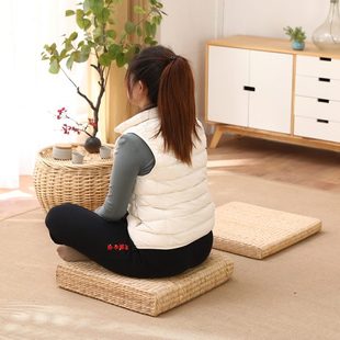 藤编地上坐垫草编佛方形加厚蒲团坐垫榻榻米打坐拜家用手工禅修垫