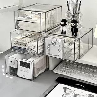 上面膜整理多层盒杂物收纳盒透明小盒子桌面防尘化妆品家用抽屉式