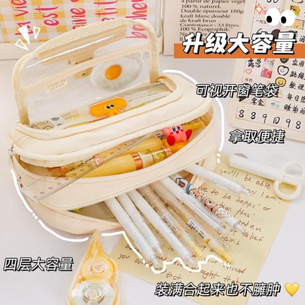 简约男孩用大容量初中高日系女孩笔阁 颜值铅笔盒执ins透明笔袋