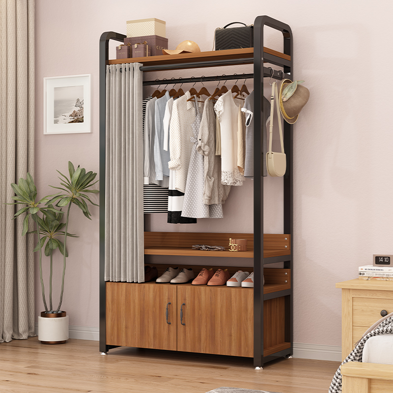 衣帽架落地卧室防尘帘多功能组合