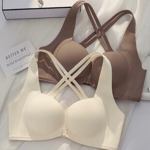 无痕前扣内衣女小胸聚拢收副乳防下垂无钢圈前扣美背文胸薄款