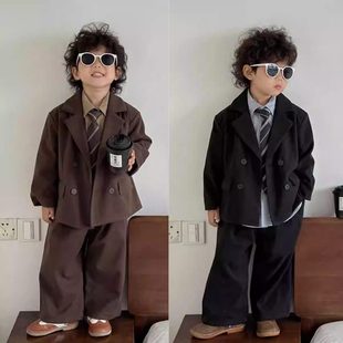 韩国儿童小西装套装春秋小少爷2025新款男童痞帅休闲西服生日礼服