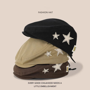 韩国Uamtor宝宝帽子秋冬新款贝雷帽婴儿前进帽韩系星星百搭鸭舌帽