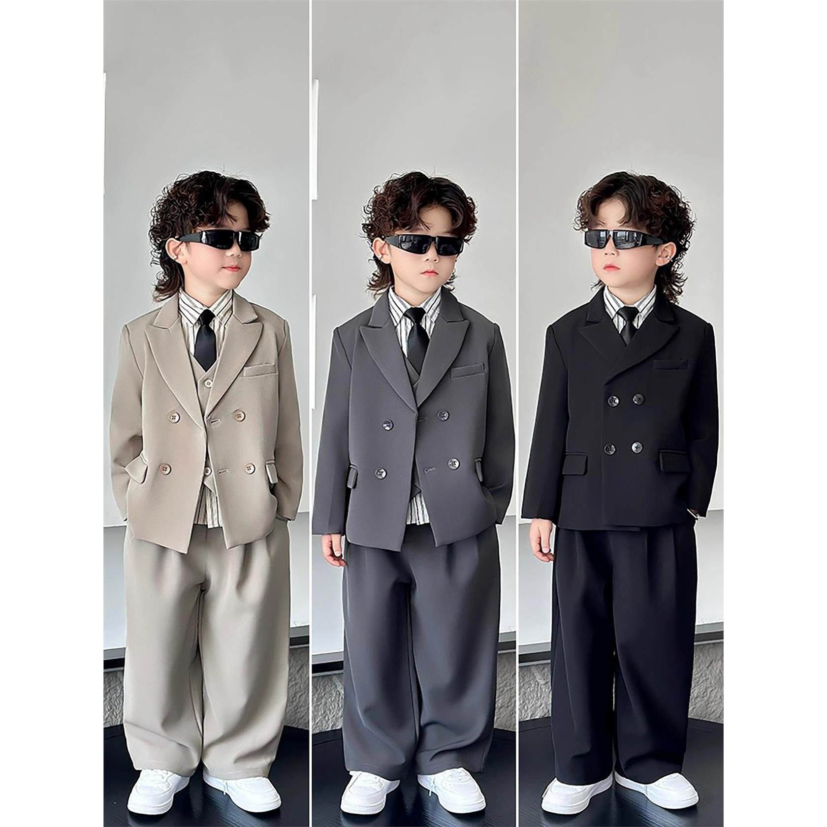 法国Uamtor儿童休闲西服男童演出服春秋款花童礼服男孩西装套装潮