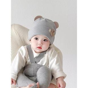 韩国Uamtor婴儿帽子秋冬季小月龄满月套头帽可爱新生宝宝防风胎帽