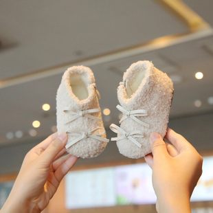 韩国Uamtor女宝宝秋冬二棉鞋子1一3岁毛毛鞋加绒保暖软底学步鞋子